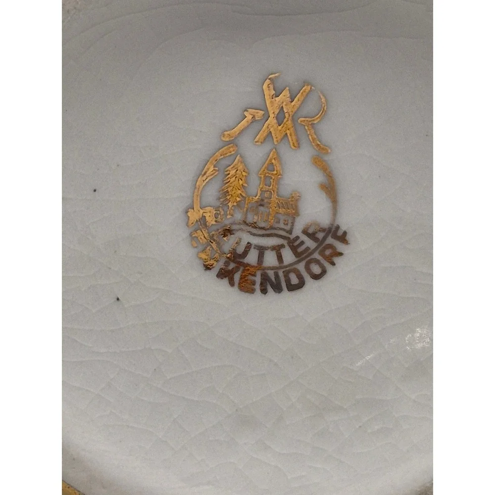Vintage Reutter Porzellan Pitcher Hamburg Coat of Arms White Gold Trim W Germany
